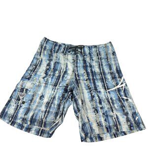 Columbia PFG Mens Omni-Shield Fishing Shorts 36W Blue Tie-Dye Polyester Blend